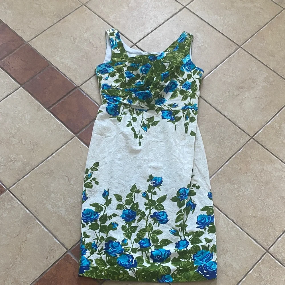 London Times Green and Blue Floral Dress - Picture 11 of 16